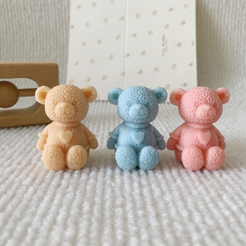 Soap Making Business - ミニラブベアキャンドルシリコーン型 DIY かわいいクマ工芸品石膏樹脂セメント型手作り動物石鹸作成ツール
