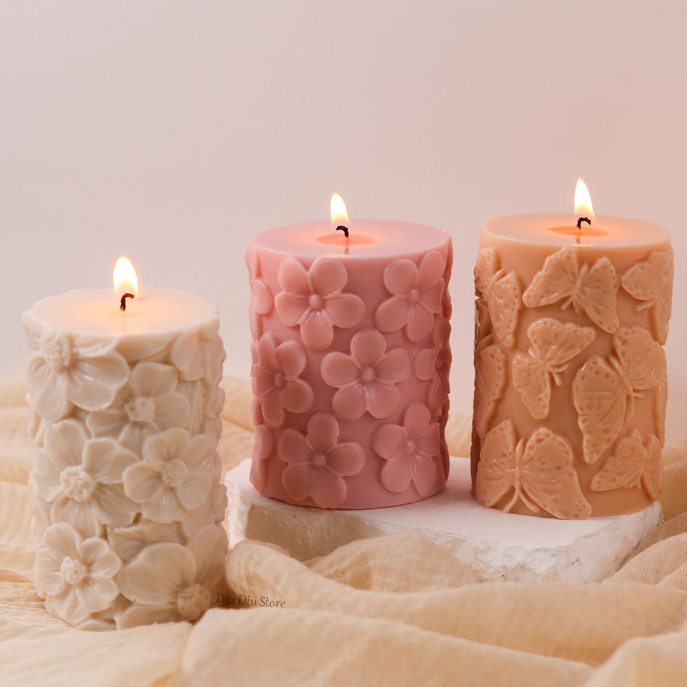 Soap Making Business - 花蝶柱状シリコーンキャンドルモールド DIY 波石鹸樹脂石膏作成ツールジオメトリチョコレートモールド家の装飾のギフト