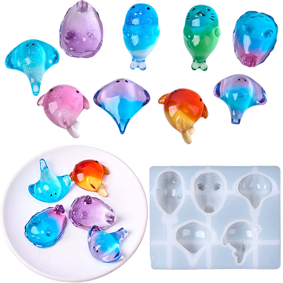 Soap Making Material - 3Dヒーリング可愛いマンタ鯨シリコンモールドDIYキーホルダーバッグチャームソープキャンドルモールドエポキシ樹脂サマーアートギフト製作