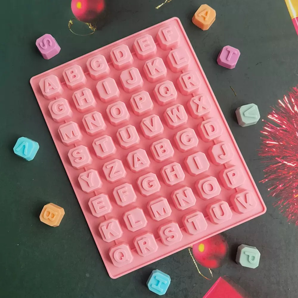 Soap Making Material - 48 文字英語アルファベット文字シリコーン型石鹸型ケーキカップケーキベーク耐熱皿チョコレート石鹸 Diy デコレーションツール金型