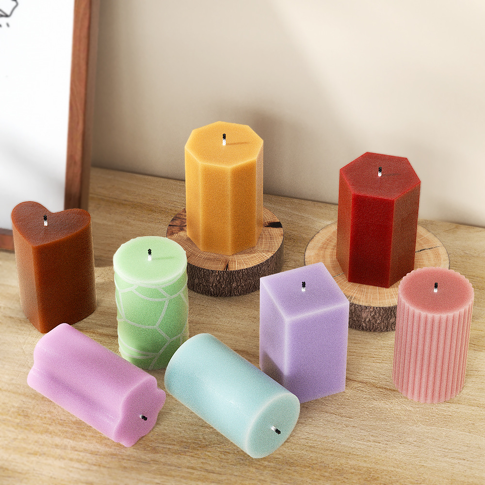 Soap Making Business - 幾何学コラムシリコンモールドキャンドルクラックストライプシリンダー石膏作成ツール正方形柱樹脂金型 DIY 誕生日プレゼント