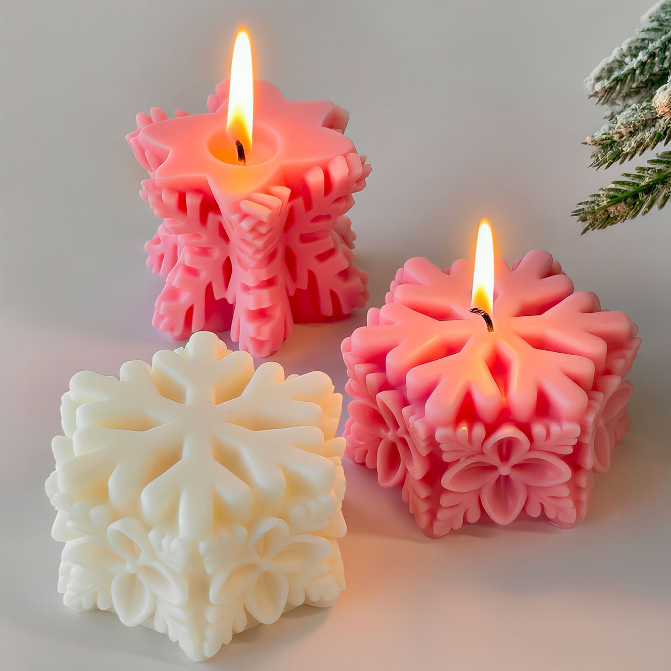 Soap Making Scents - クリスマススノーフレークピラーキャンドルモールド DIY アロマキャンドル石鹸シリコーン金型クリスマスチョコレートキャンディベーキングモールド