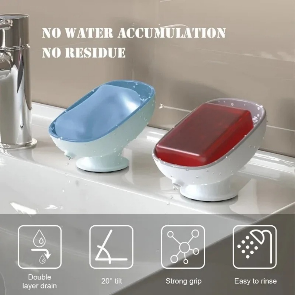 Soap Making Tray - 1個入り 超強力吸盤式 浴室用ソープディッシュ シャワー用滑り止めソープホルダー 自動排水 キッチン用スポンジ収納ラック