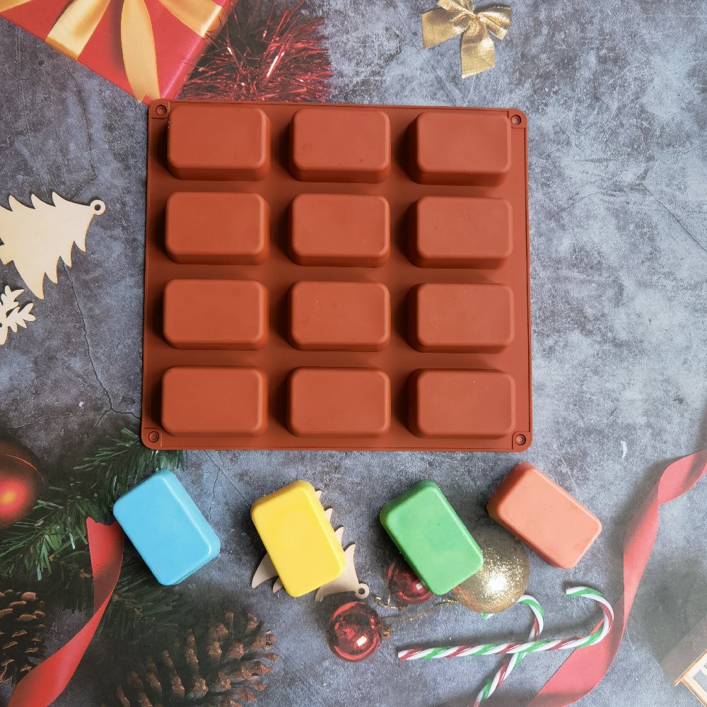 Soap Making Business - 12キャビティスクエアシリコン石鹸型キャンドルキャンドルキャンドルキャンドルキャンディーワックスアマセラピーモールドクラフト装飾3D DIY手作りツール