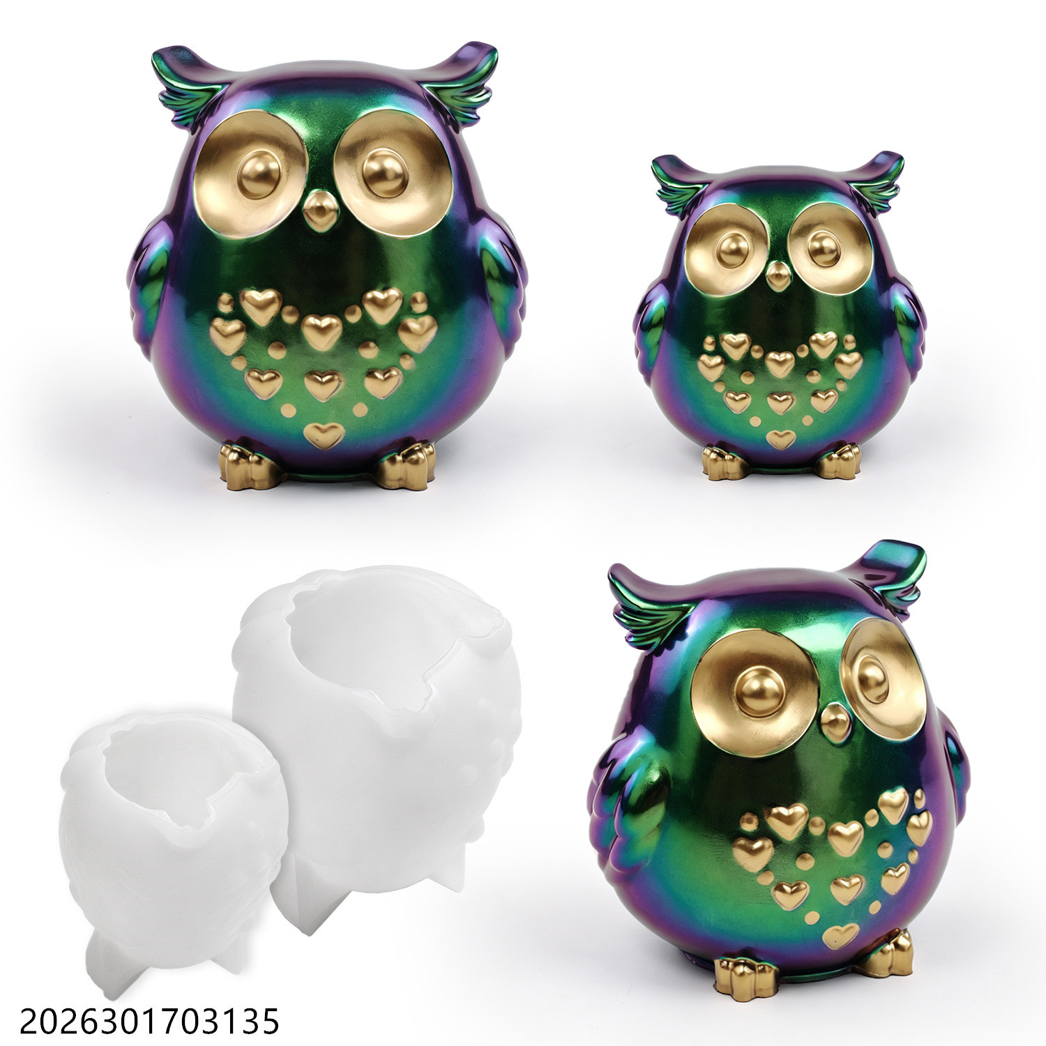 Soap Making Material - フクロウシリコンモールド 3D鳥型セット DIYエポキシ樹脂石膏セメント石鹸作り香り付きキャンドルホルダークラフトギフト用