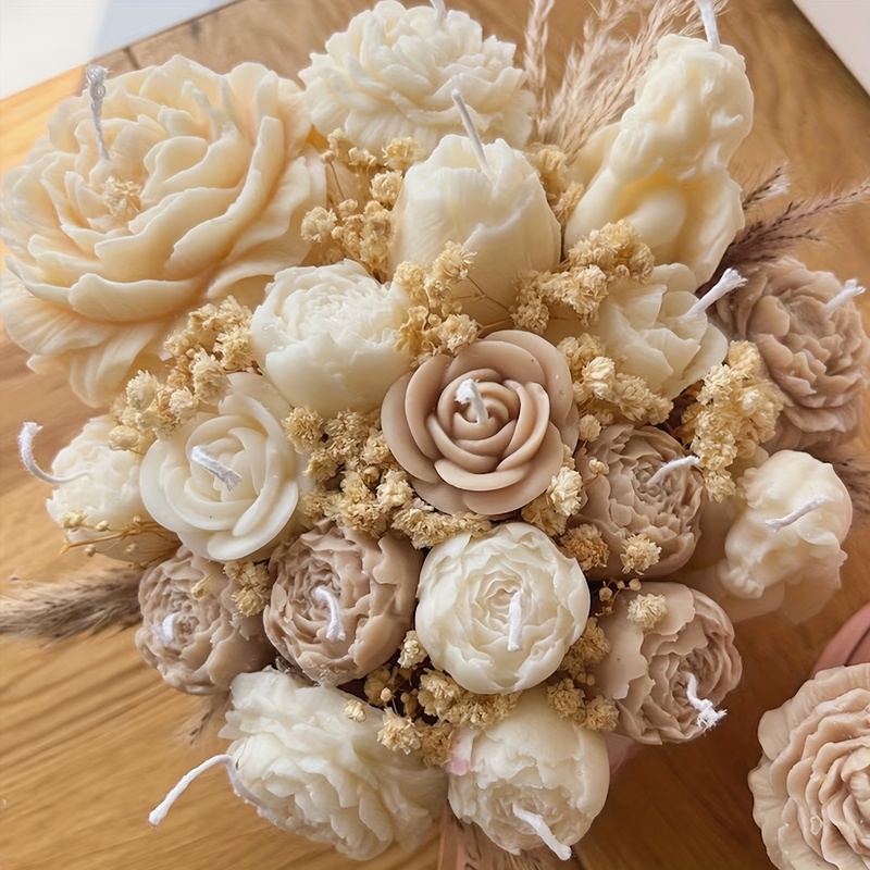 花柄のシリコンキャンドル型3セット、香り付きキャンドル、石鹸 - Soap Making Scents のレビューと価格