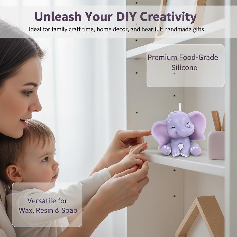 かわいい3D象型シリコンキャンドルモールド、簡単リリース、再 - Soap Making Material のレビューと価格
