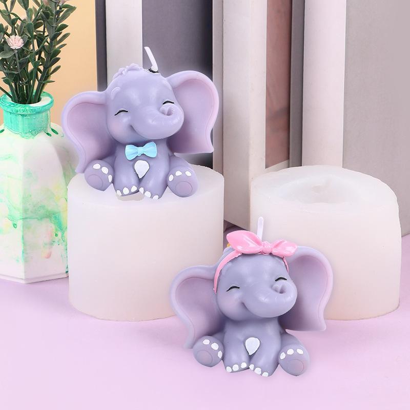 かわいい3D象型シリコンキャンドルモールド、簡単リリース、再 - Soap Making Material のレビューと価格