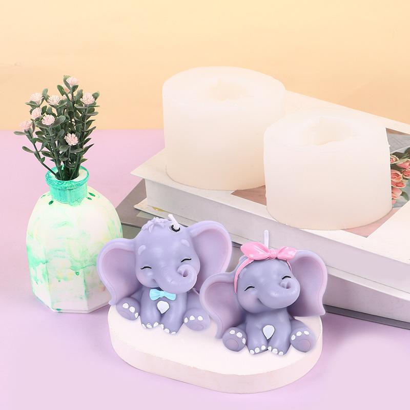 かわいい3D象型シリコンキャンドルモールド、簡単リリース、再 - Soap Making Material のレビューと価格
