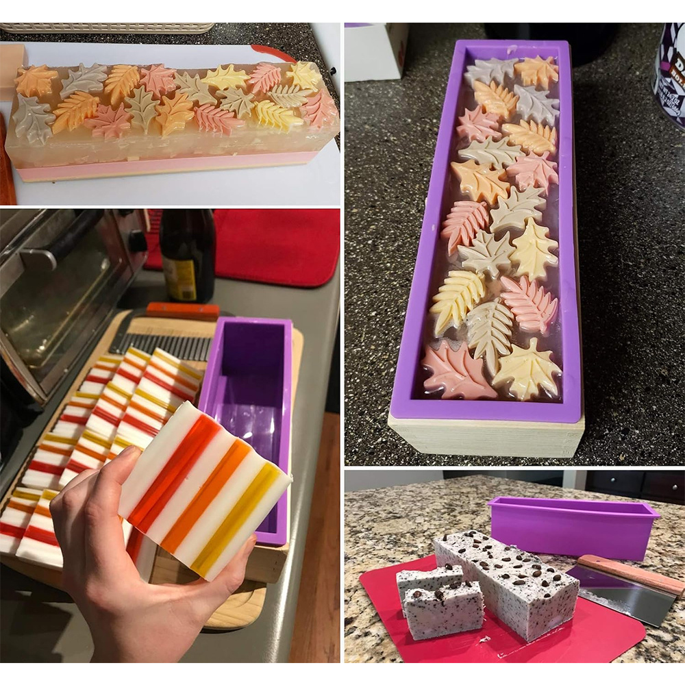 DIY 手作り石鹸作りキット 竹製カッティングボックスとシリ - Soap Mold Silicone Loaf のレビューと価格
