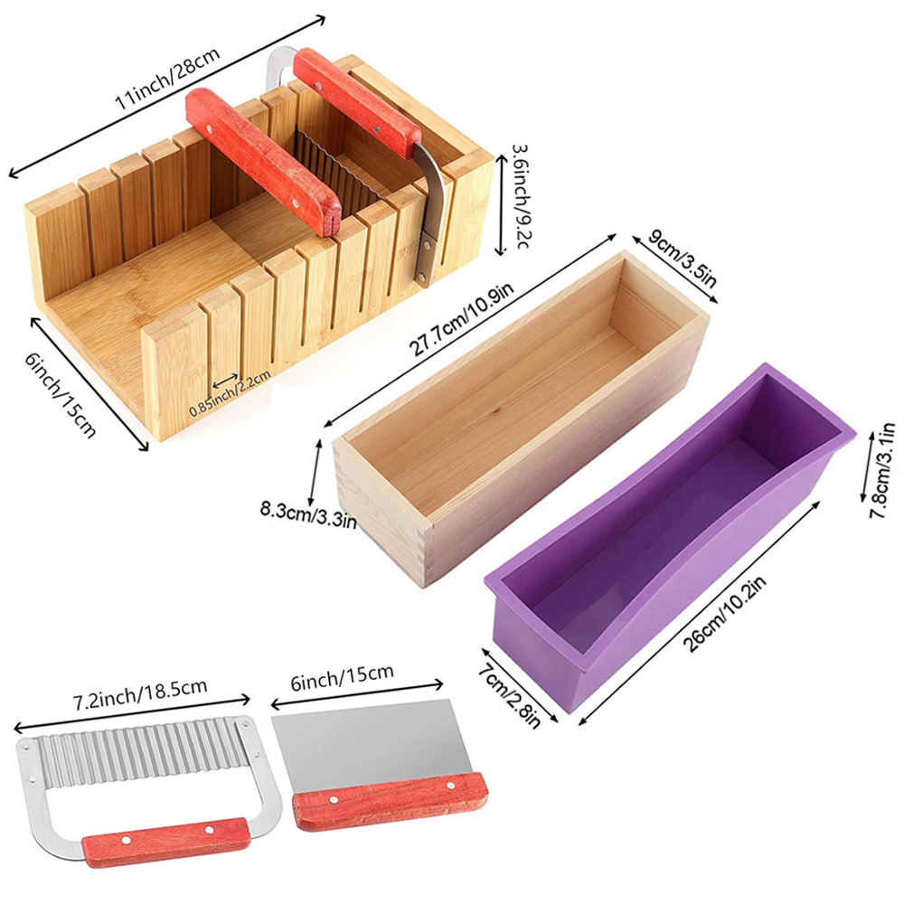 DIY 手作り石鹸作りキット 竹製カッティングボックスとシリ - Soap Mold Silicone Loaf のレビューと価格