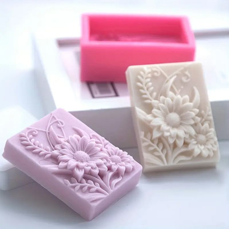 3D フラワースクエア石鹸シリコーン型長方形手作り香りキャン - Soap Making Scents のレビューと価格