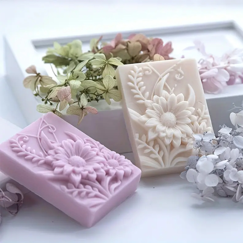 3D フラワースクエア石鹸シリコーン型長方形手作り香りキャン - Soap Making Scents のレビューと価格