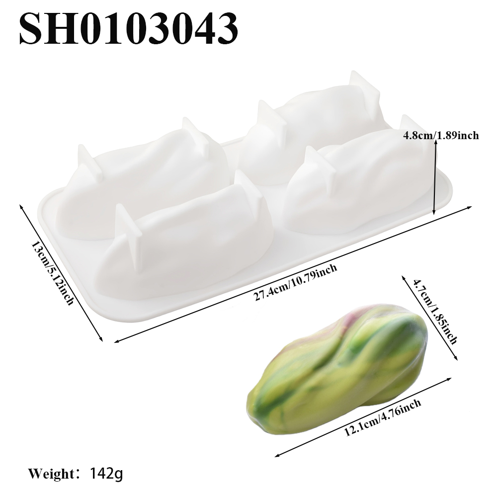 4または9セルのピスタチオデザインシリコン製ベーキングモール - Soap Mold Silicone Loaf のレビューと価格
