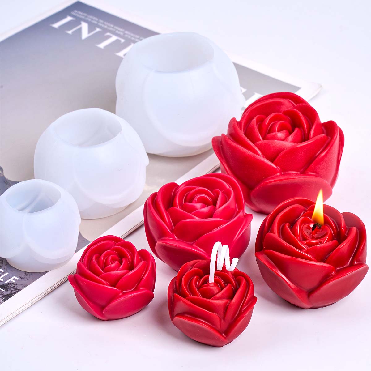 3D 花の形のシリコーンキャンドルモールド DIY ロマンチ - Soap Making Scents のレビューと価格