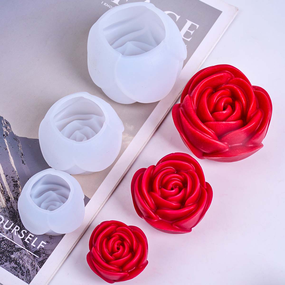 3D 花の形のシリコーンキャンドルモールド DIY ロマンチ - Soap Making Scents のレビューと価格