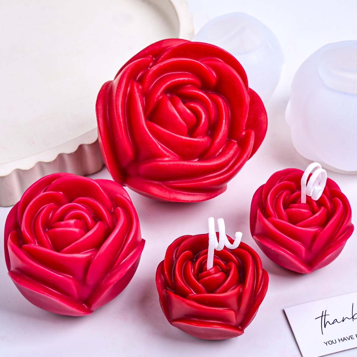 3D 花の形のシリコーンキャンドルモールド DIY ロマンチ - Soap Making Scents のレビューと価格